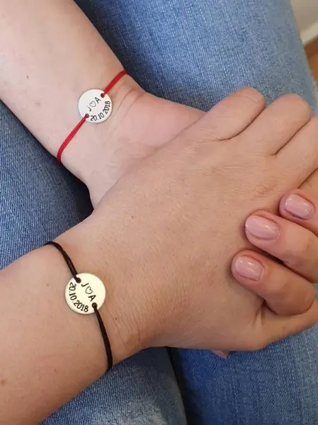 Set de 2 bratari personalizate pentru cuplu, cu banut gravat cu initiale, inimioara si data BA6X2 [5]
