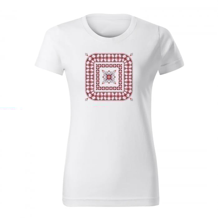 Set de 2 tricouri pentru cuplu, cu motive traditionale Romanesti, design ie, din bumbac [5]