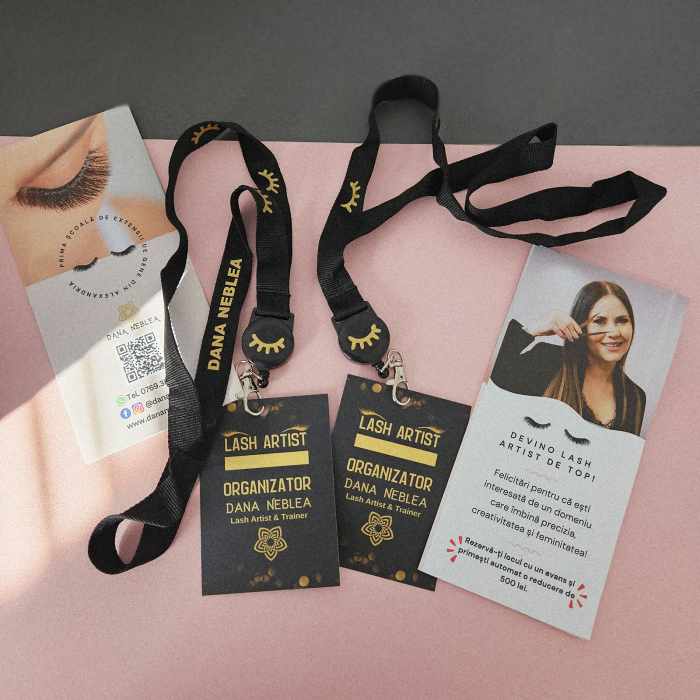 Lanyard Personalizat Lash Artist – Snur Retractabil Negru cu Etichetă Plastifiată [4]