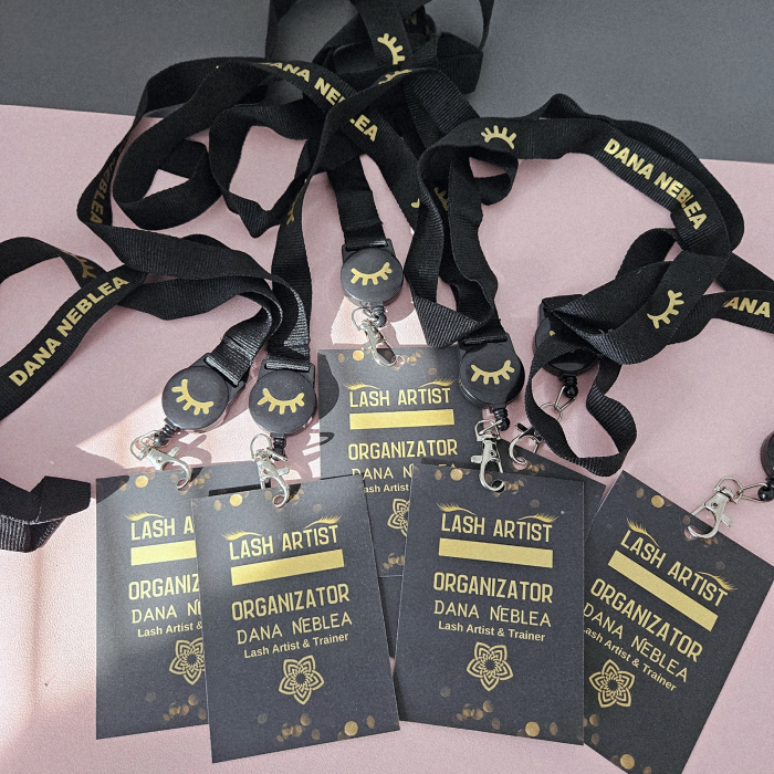Lanyard Personalizat Lash Artist – Snur Retractabil Negru cu Etichetă Plastifiată [3]