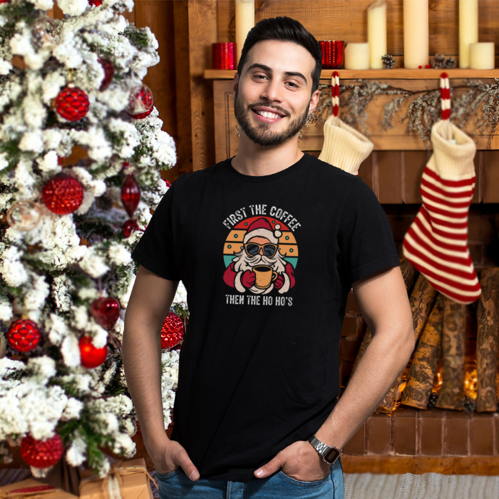 Tricou de Craciun, First the Coffee then the Ho Hos, din bumbac negru [2]