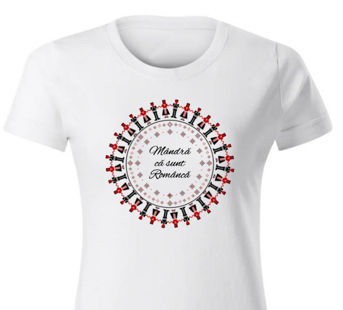 Tricou din bumbac personalizat cu mesajul Mandra ca sunt Romanca [2]