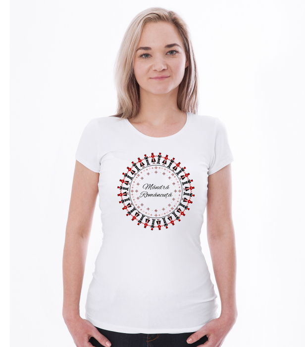 Tricou din bumbac personalizat cu mesajul Mandra ca sunt Romanca [2]