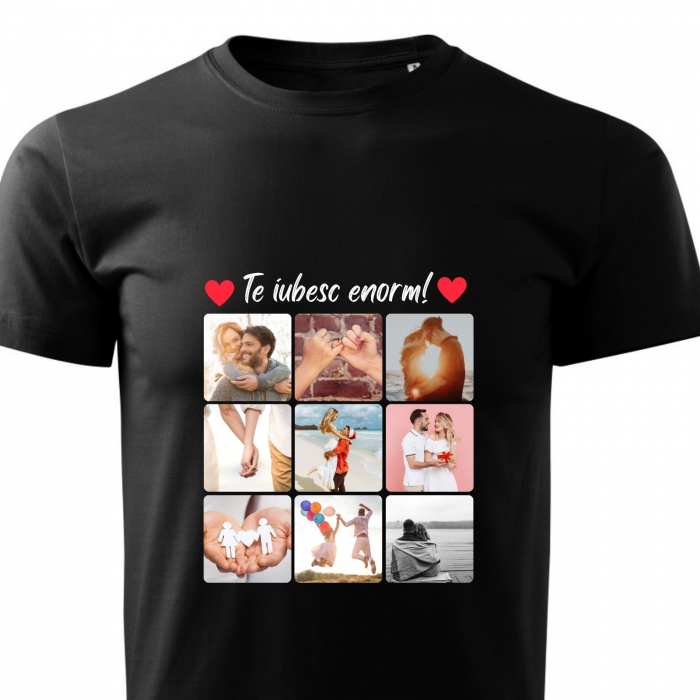 Set de tricouri personalizate pentru cuplu cu colaj din 9 fotografii si mesaj [3]