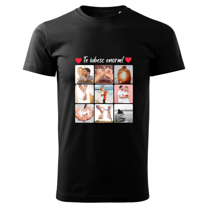 Set de tricouri personalizate pentru cuplu cu colaj din 9 fotografii si mesaj [4]