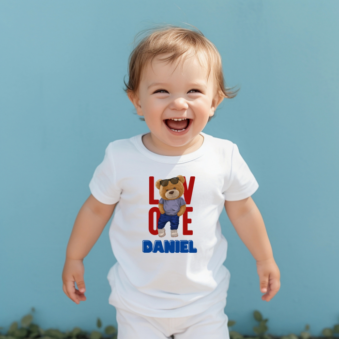 Tricou baiat personalizat cu nume si ursulet, cadou pentru baiatel [3]