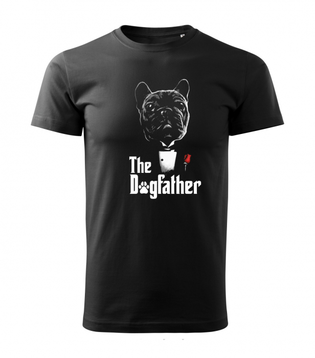 Tricou The Dogfather, din bumbac negru, pentru barbati, cu design catel [3]