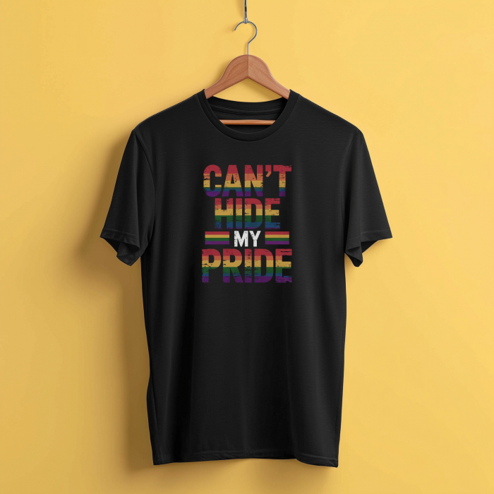 Tricou LGBT „Can't Hide My Pride” – Bumbac Negru [2]