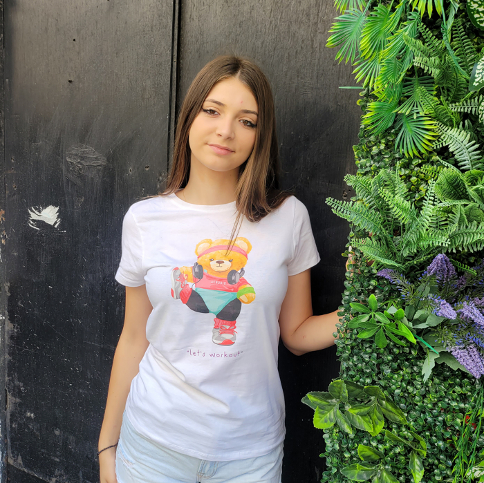 Tricou Teddy Bear, cu design ursulet din bumbac alb [5]