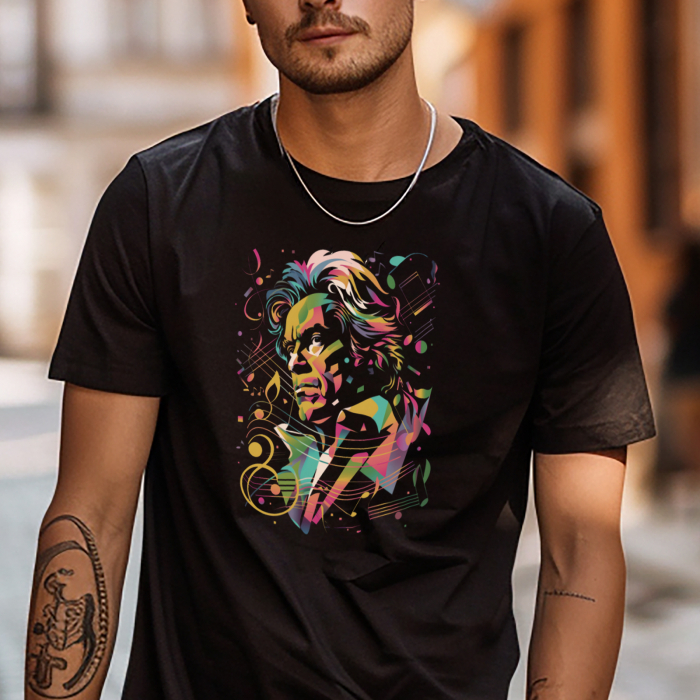 Tricou Beethoven pentru pasionatii de muzica, tricou din bumbac negru [2]