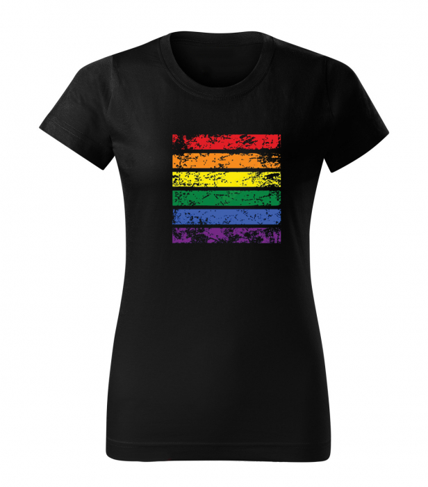 Tricou Rainbow, tricou LGBT pride, din bumbac negru, dama [2]