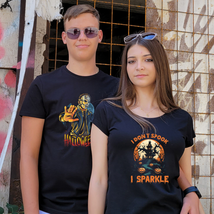 Tricou Masked Man Halloween, din bumbac negru [5]