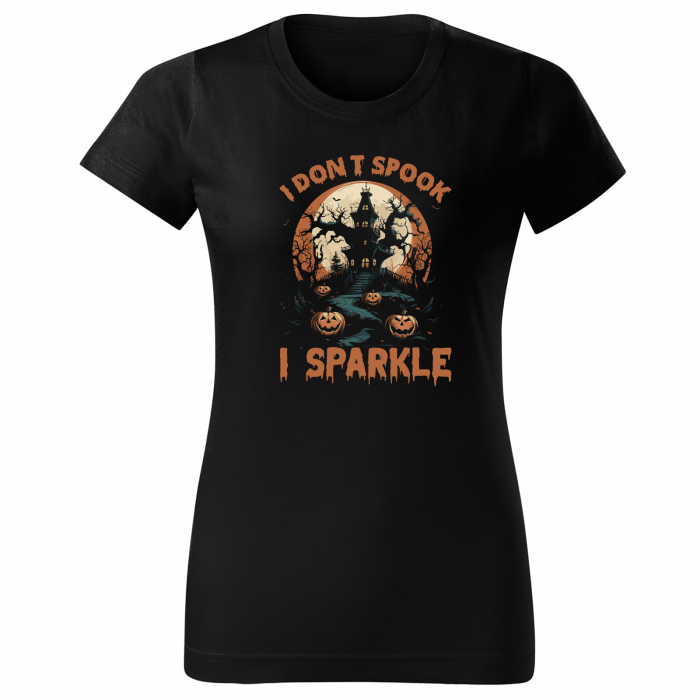 Tricou Halloween I don't spook, I sparkle, din bumbac negru [5]