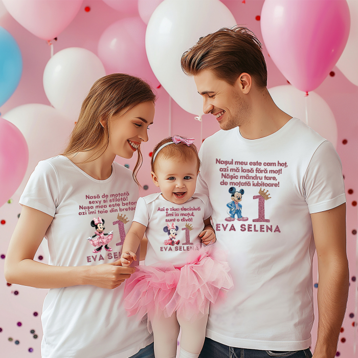 Tricou Nasi, Parinti, Copil pentru taierea motului, personalizat cu coronita si numele copilului [2]