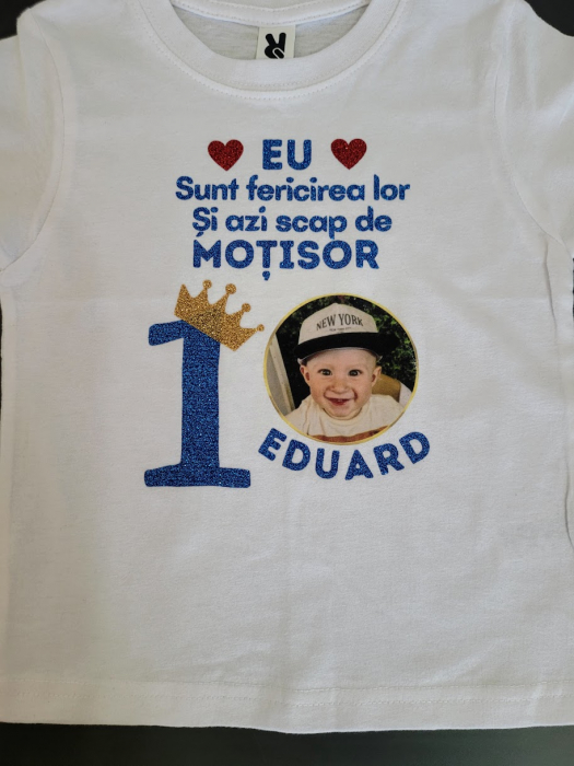 Tricou Nasi, Parinti, Copil pentru taierea motului, personalizat cu coronita si numele copilului [6]