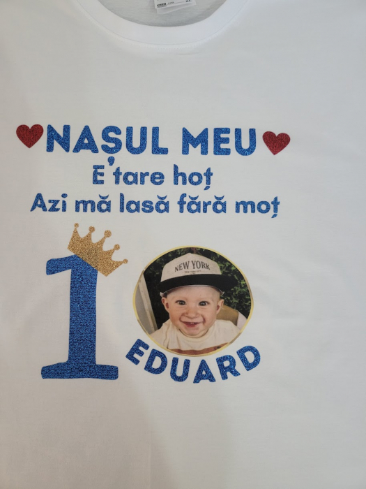Tricou Nasi, Parinti, Copil pentru taierea motului, personalizat cu coronita si numele copilului [3]