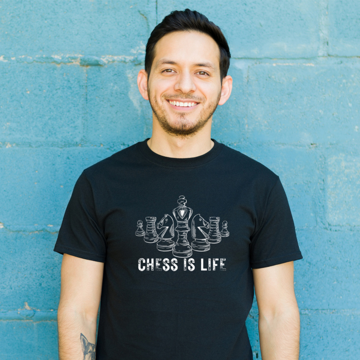 Tricou negru Chess is life, pentru iubitorii si jucatorii de sah [2]
