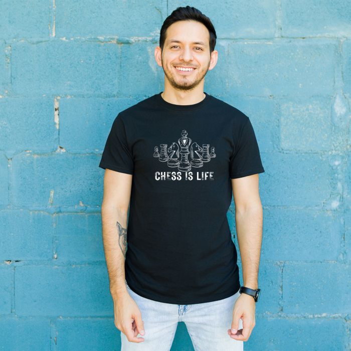Tricou negru Chess is life, pentru iubitorii si jucatorii de sah [3]