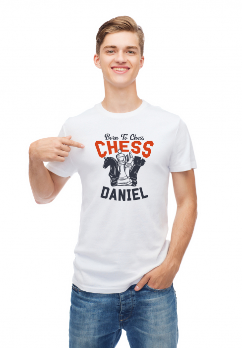 Tricou Born to Chess, personalizat cu nume, pentru iubitorii si jucatorii de sah [3]