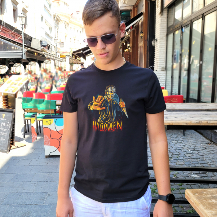 Tricou Masked Man Halloween, din bumbac negru [3]