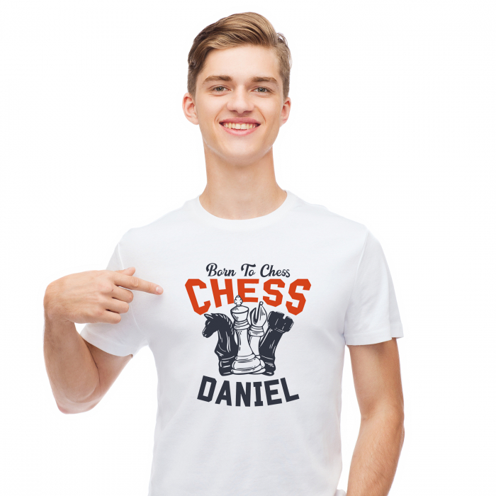 Tricou Born to Chess, personalizat cu nume, pentru iubitorii si jucatorii de sah [2]