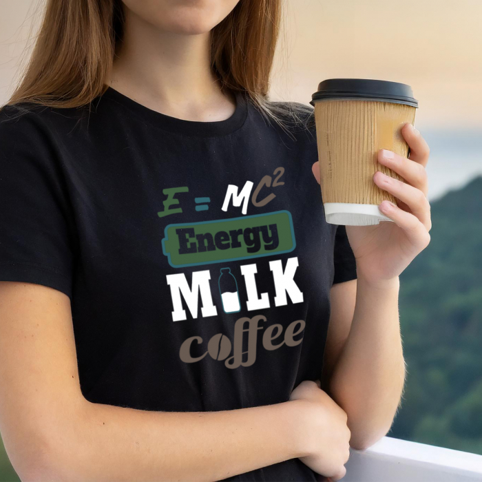 Tricou negru din bumbac pentru iubitorii de cafea si teoria relativitatii [2]