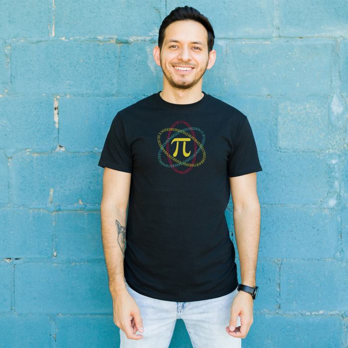 Tricou negru cu design simbolul Pi si numere matematice [3]