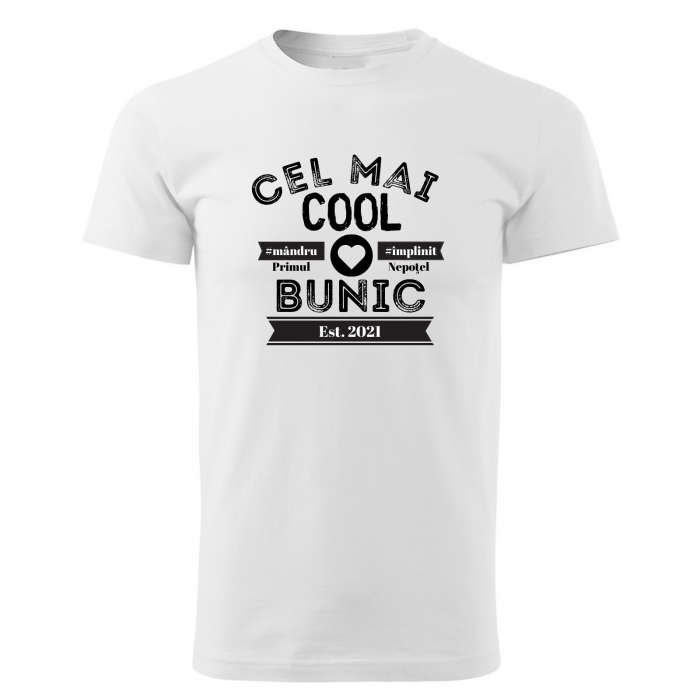 Tricou pentru bunic, Cea mai cool bunic, tricou alb cu imprimeu negru [2]