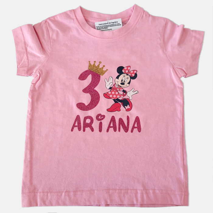 Tricou roz personalizat cu nume si varsta, pentru zi de nastere fetita [3]