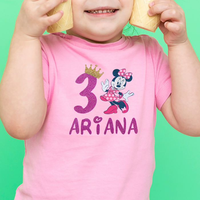 Tricou roz personalizat cu nume si varsta, pentru zi de nastere fetita [2]
