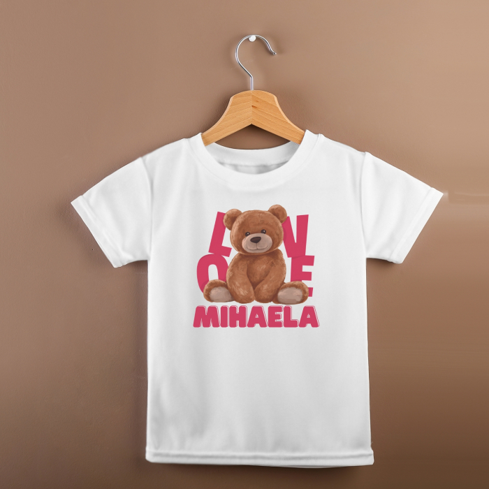 Tricou fetita personalizat cu nume si ursulet, cadou pentru fetita [2]
