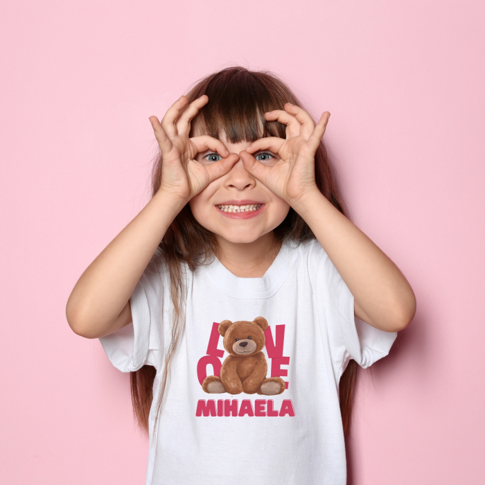 Tricou fetita personalizat cu nume si ursulet, cadou pentru fetita [3]