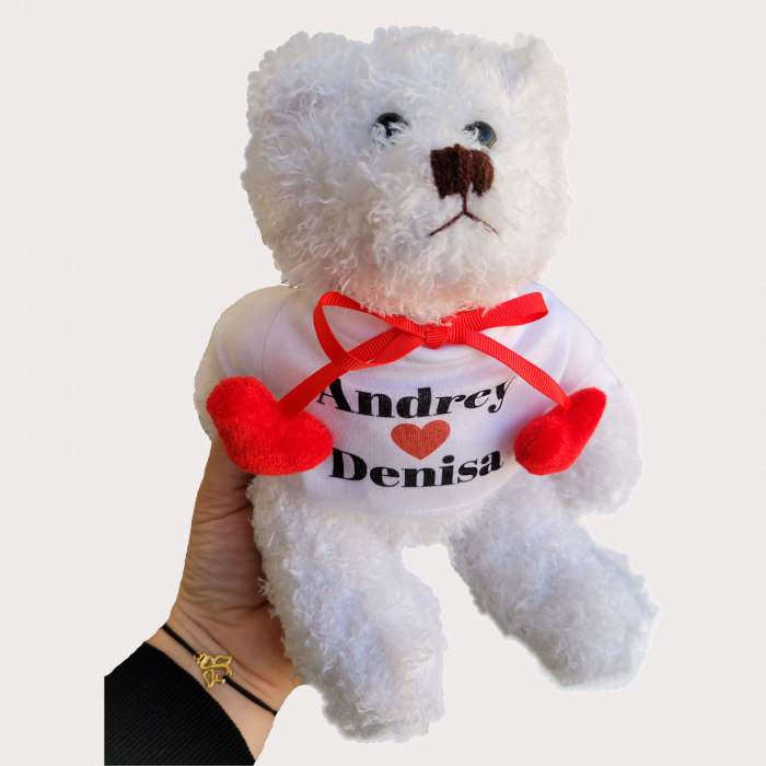 Ursulet alb din plus, cu tricou personalizat. [3]
