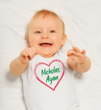 Tricouri Personalizate - Body bebe personalizat din bumbac cu nume si inimioara
