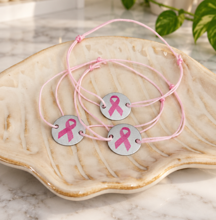 Bratara banut cu fundita roz, cancer awareness, cu snur ajustabil simplu [2]