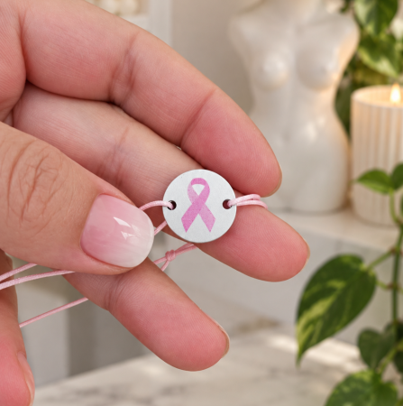 Bratara banut cu fundita roz, cancer awareness, cu snur ajustabil simplu [1]