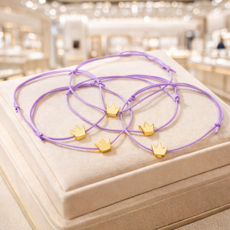 Bratara coronita placata cu aur de 24K, cu snur ajustabil [5]