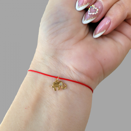 Bratara cu charm elefant placat cu aur, cu snur ajustabil simplu [5]