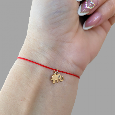 Bratara cu charm elefant placat cu aur, cu snur ajustabil simplu [3]