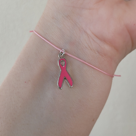 Bratara Magica - BBratara cu fundita roz, cancer awareness, cu snur ajustabil simplu