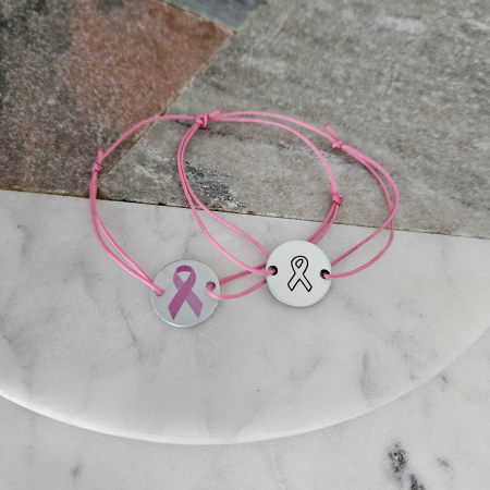 Bratara Magica - Bratara banut cu fundita roz, cancer awareness, cu snur ajustabil simplu