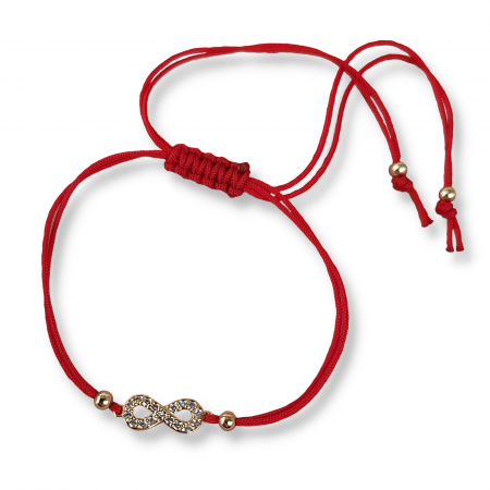 Bratara cu semnul infinitului, cu cristale Cubic Zirconia, placata cu aur, cu snur ajustabil [4]