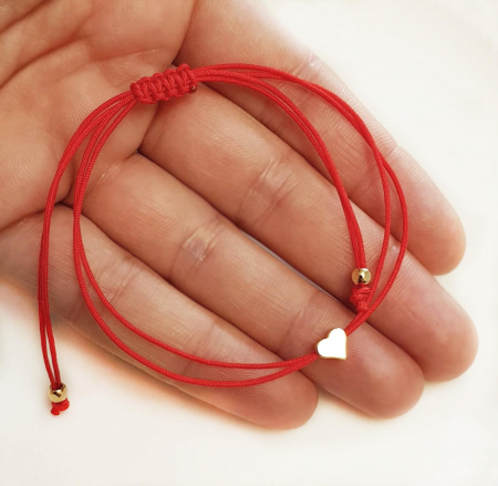 Bratara inimioara placata cu aur cu snur ajustabil cu inchidere macrame. [2]