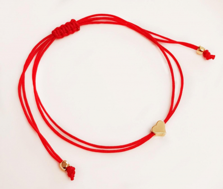 Bratara inimioara placata cu aur cu snur ajustabil cu inchidere macrame. [5]