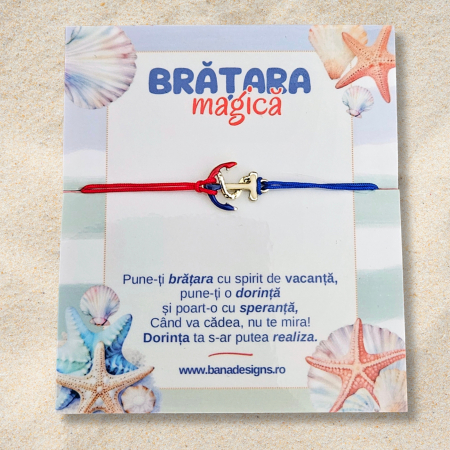 Bratara Magica - Brățară Magică cu Ancora emailata – Snur Mătăsos Ajustabil, Culoare la Alegere