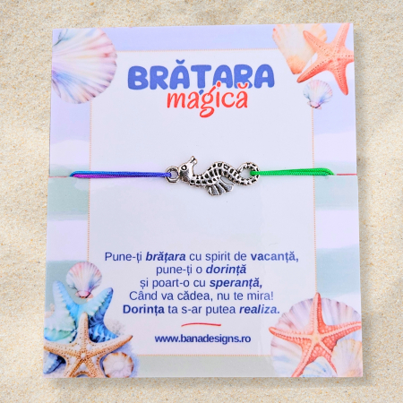 Bratara Magica - Brățară Magică calut de mare, Snur Mătăsos Ajustabil, Culoare la Alegere