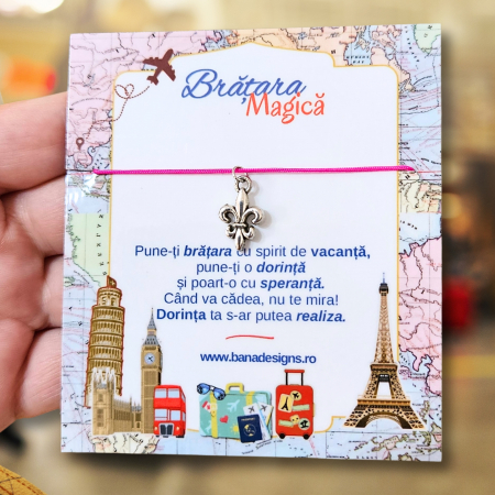 Bratara Magica - Brățară Magică cu Fleur de Lis – Șnur Mătăsos Ajustabil, Design de Călătorii