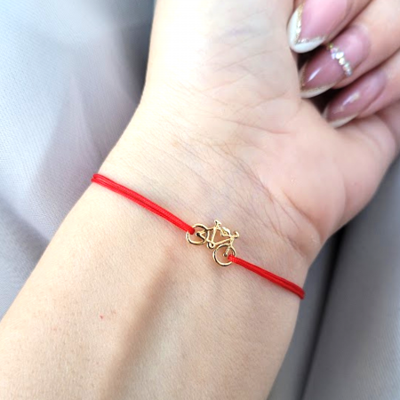Bratari Martisor - Bratara martisor placata cu aur de 18K, cu charm bicicleta