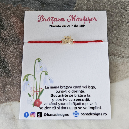 Bratara martisor placata cu aur de 18K, cu charm bicicleta [1]
