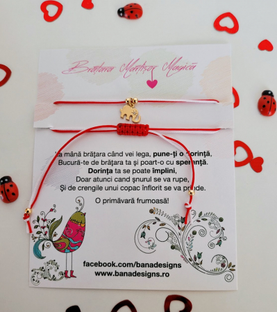 Bratara magica cu charm elefant placat cu aur si snur dublu ajustabil [1]